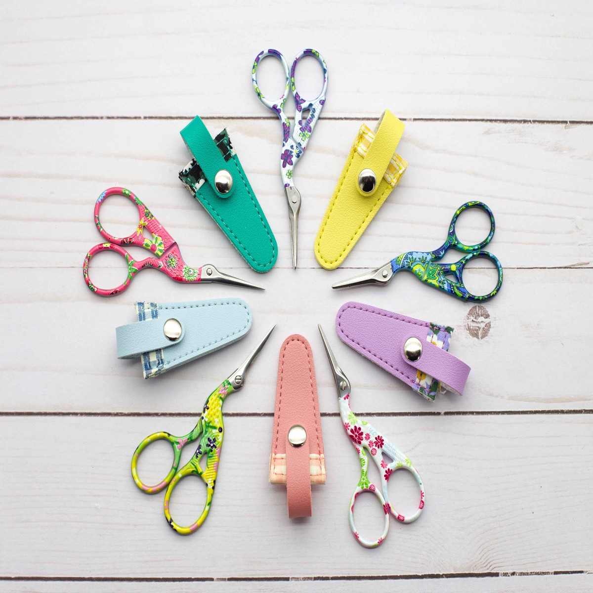 Colorful Scissors & Sheaths: Bright Pink / Teal