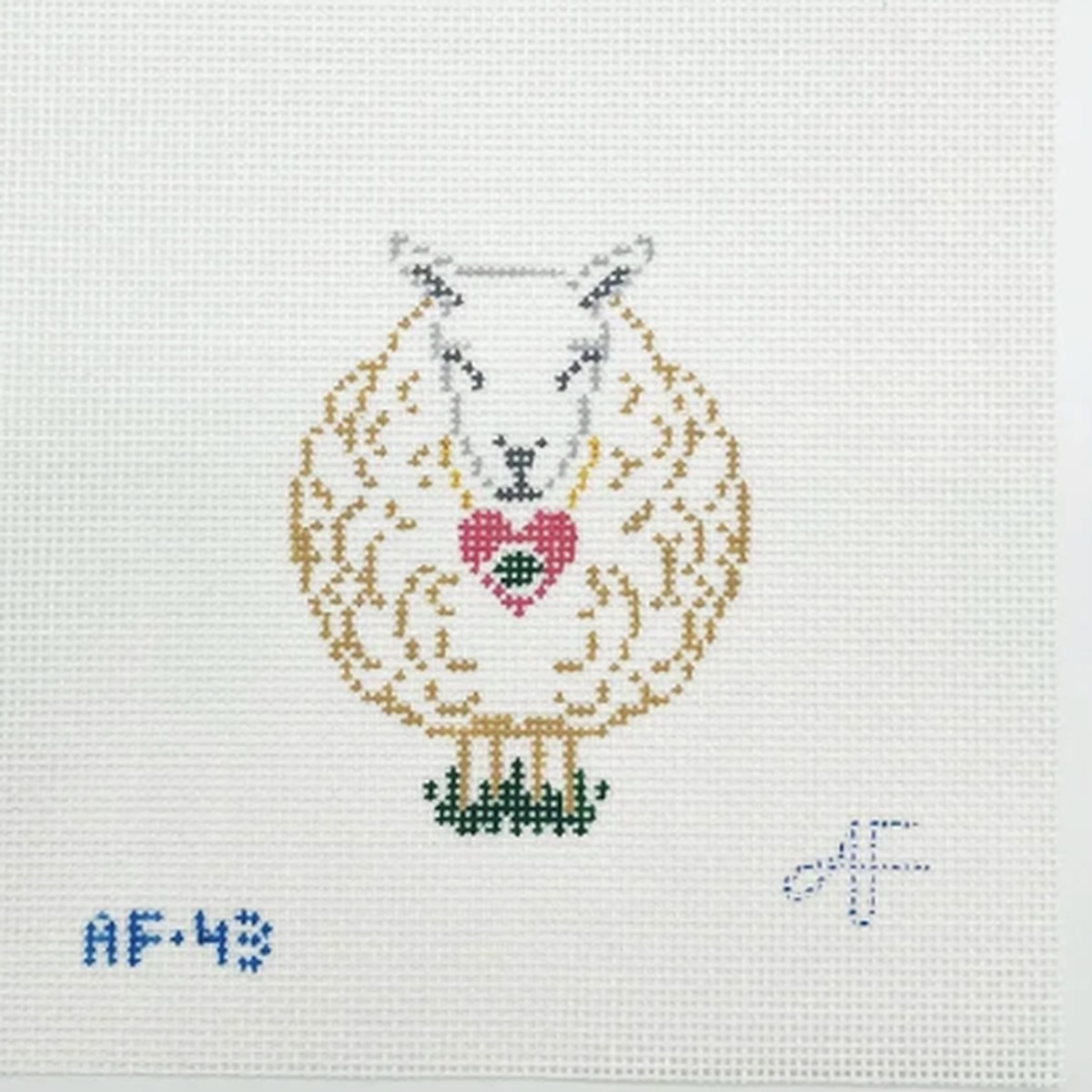 "I love you" Sheep ornament Needlepoint Canvas - 14 mesh