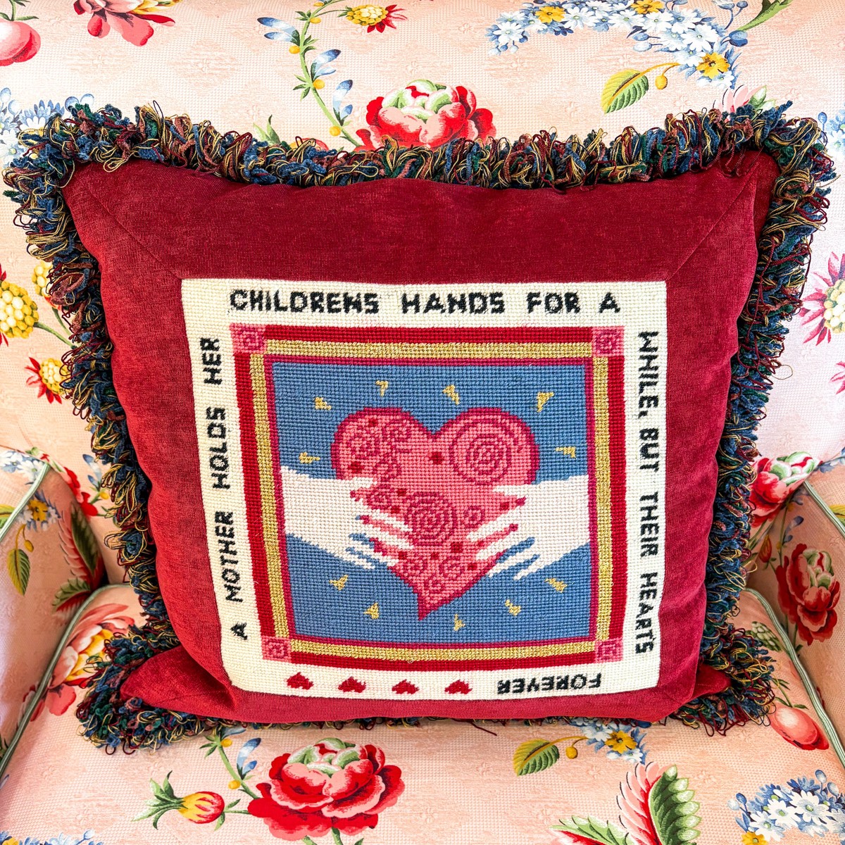 "A Mother Holds" Finished Pillow