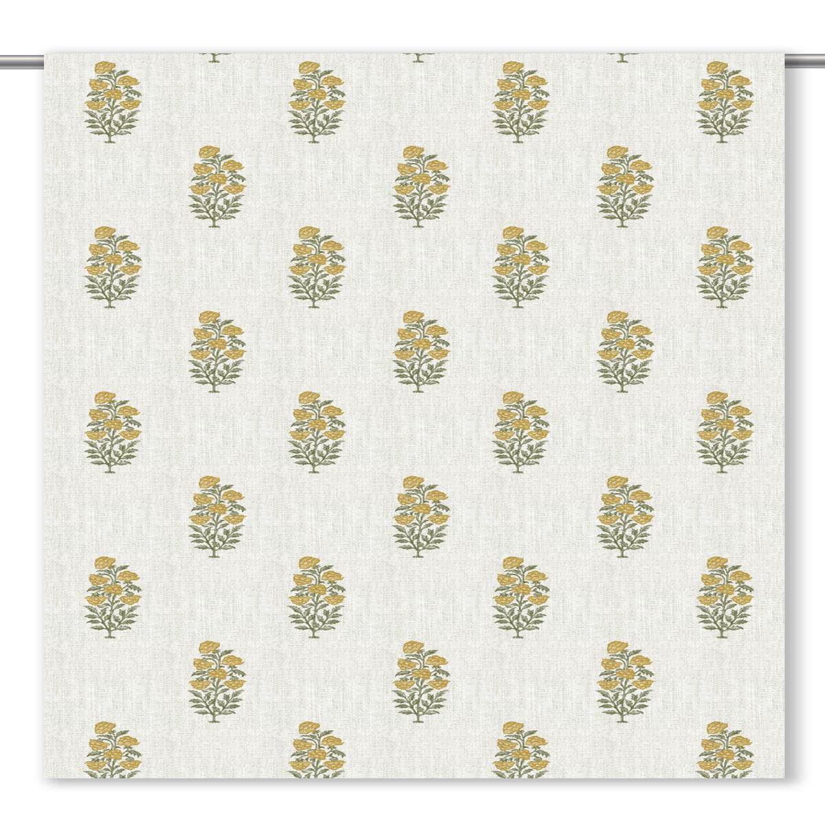 'Bassoon' Fabric by the Yard (White/ Corn Yellow)